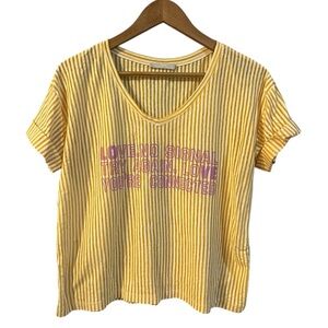 Zara LOVE Stripe T Shirt Women's Small Printed Valentines Day Oversize